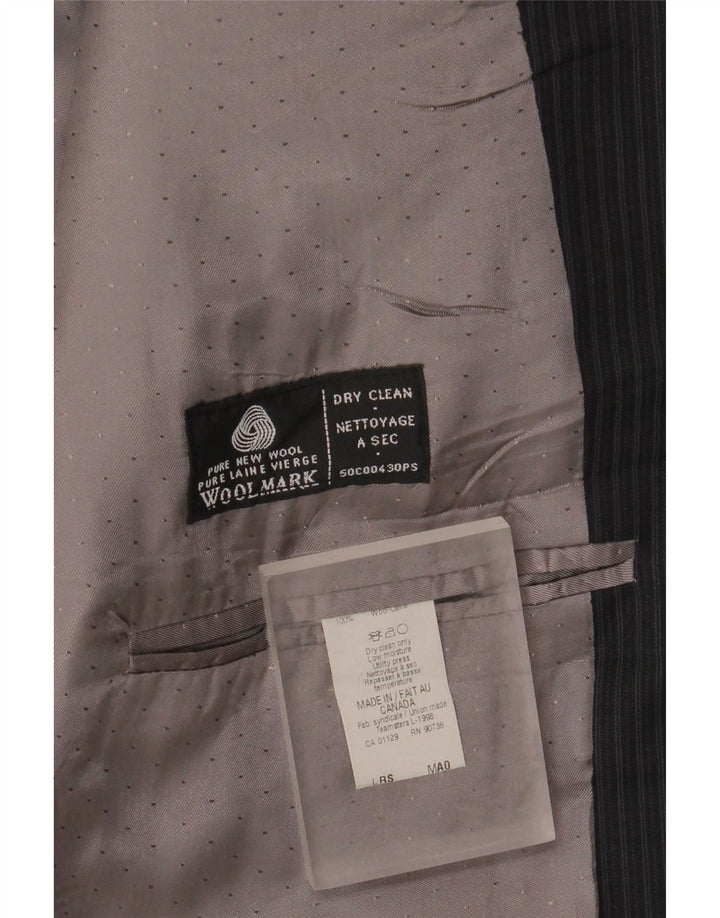 Giacca blazer lunga da uomo Calvin Klein UK 44 2XL Lana nuova gessata nera