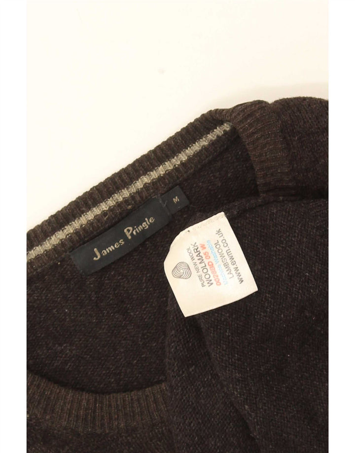 Maglione da uomo girocollo James Pringle in lana d'agnello nera media