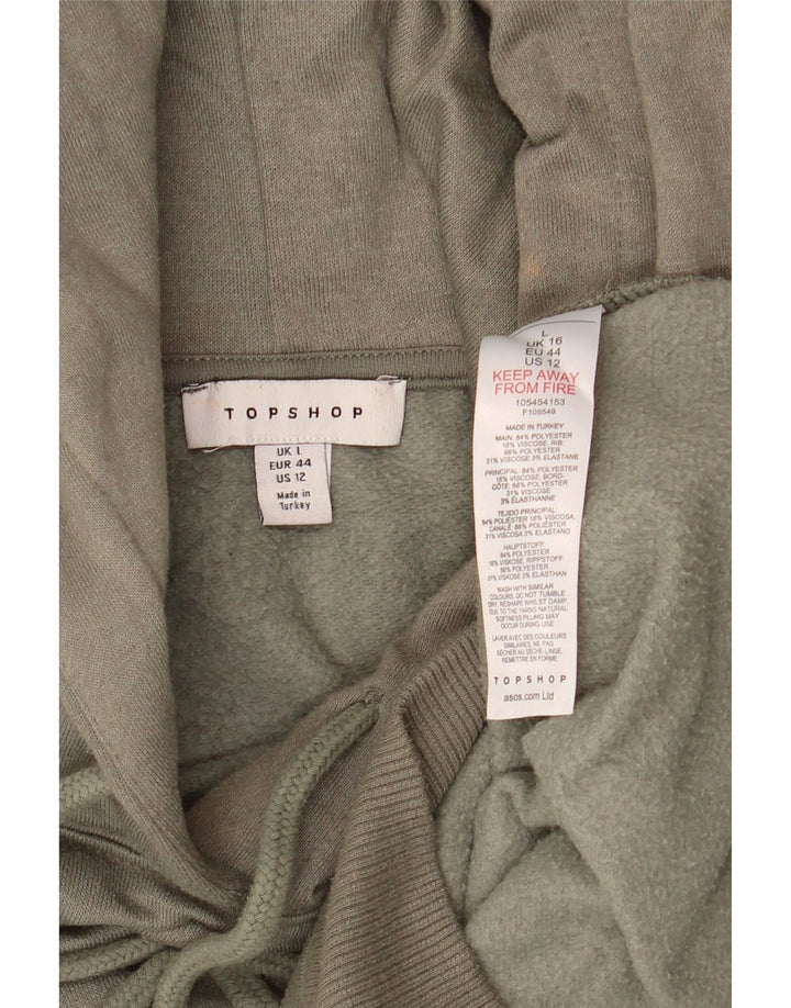 Maglione oversize con cappuccio da donna Topshop UK 16 grande poliestere kaki