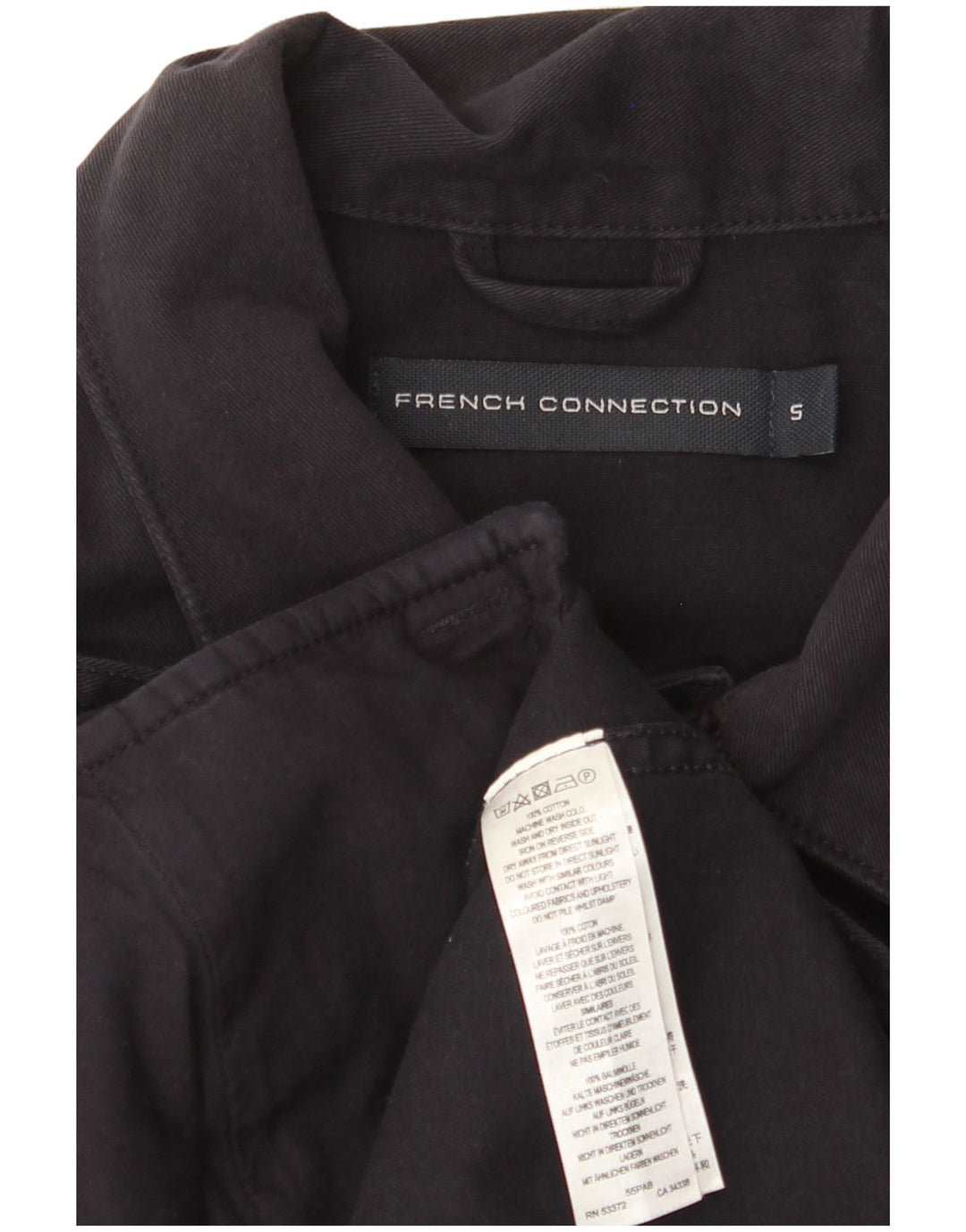 Giacca di jeans da uomo FRENCH CONNECTION UK 36 piccola in cotone blu navy