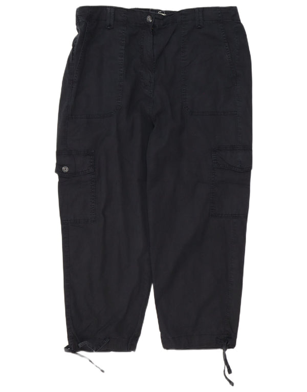 Pantaloni cargo a vita alta da donna Marks & Spencer UK 16 Large W38 L23 Neri