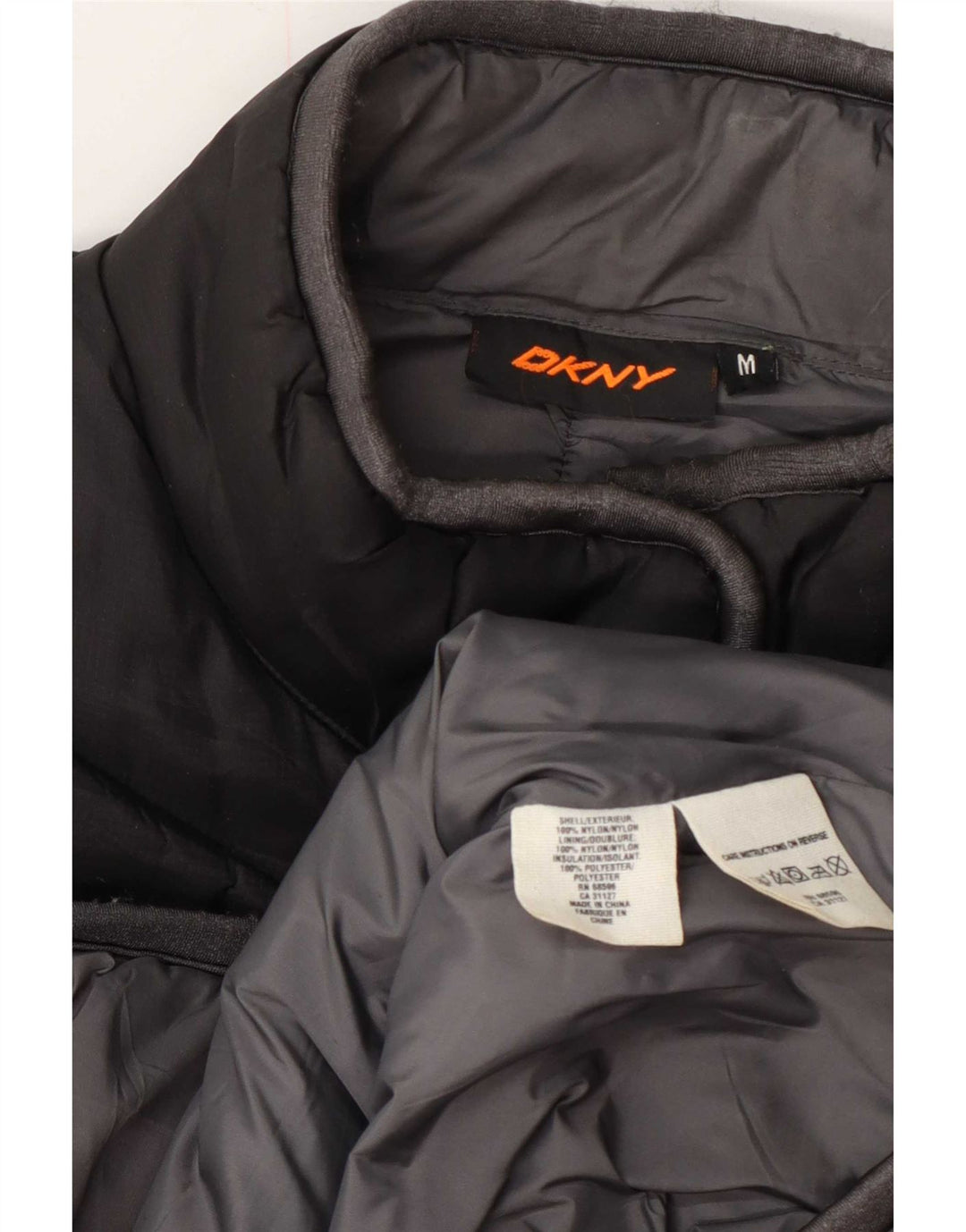 Gilet imbottito con grafica da donna Dkny UK 14 nylon nero medio