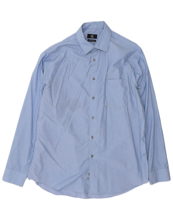 Camicia da uomo Regular Fit Calvin Klein taglia 16 1/2 grande cotone gessato blu