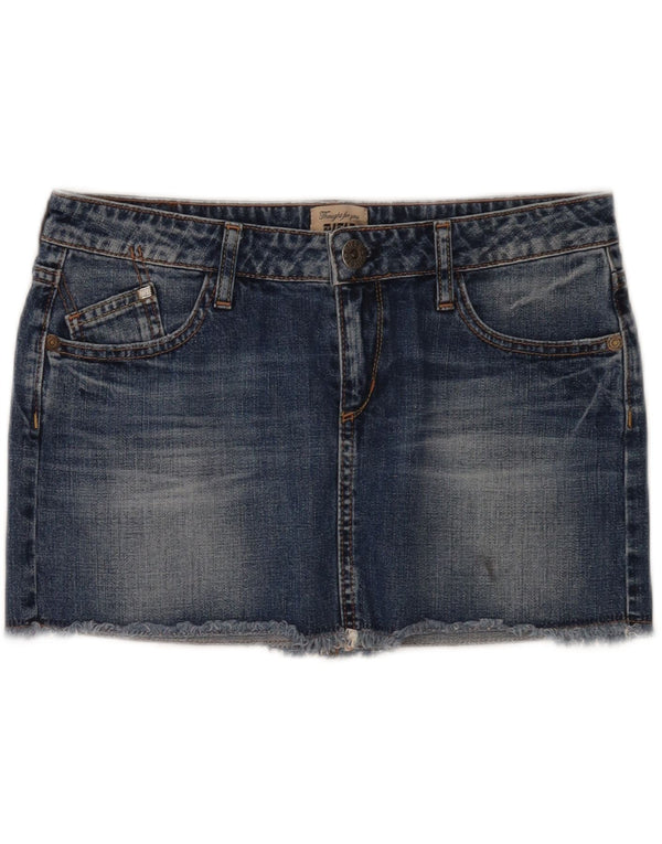 Mini gonna di jeans da donna Rifle W27 piccola in cotone blu