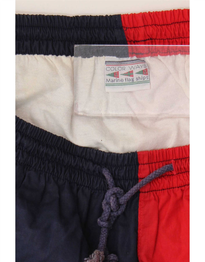 Pantaloncini sportivi grafici vintage da uomo XL in poliestere color block multicolore