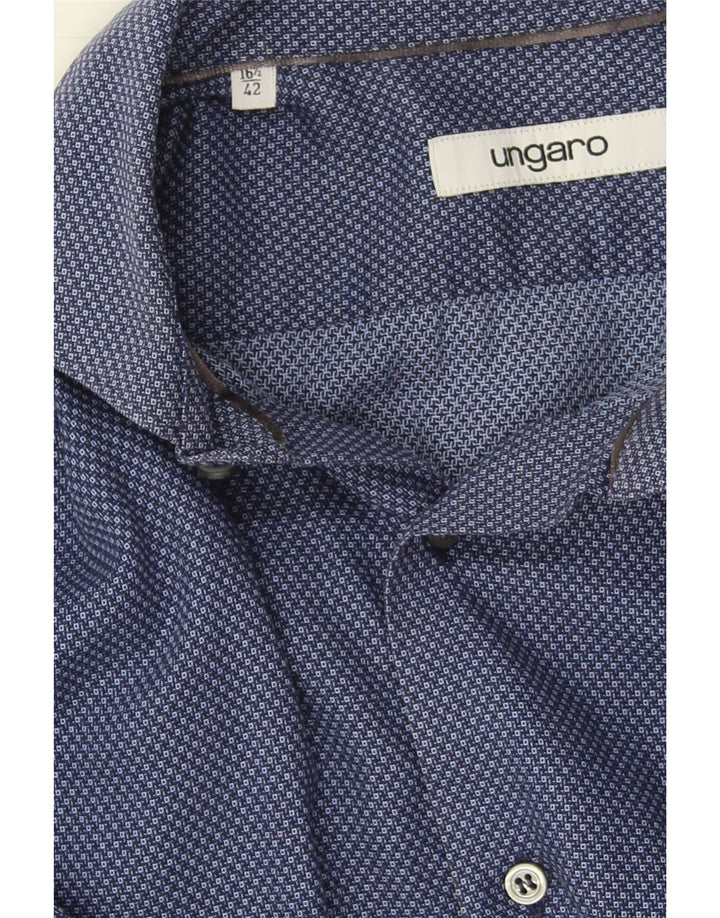 UNGARO Mens Shirt Size 16 1/2 42 Large Navy Blue Spotted Vintage Ungaro and Second-Hand Ungaro from Messina Hembry 