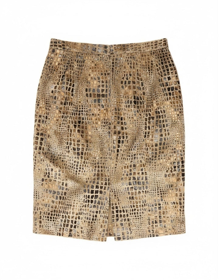 Gonna a tubino vintage da donna W26 piccola stampa animalier beige