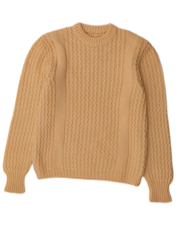 Maglione maglione girocollo da donna VINTAGE UK 14 Beige medio