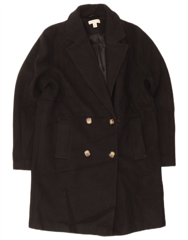 Cappotto doppiopetto oversize da donna Topshop UK 10 piccolo poliestere nero