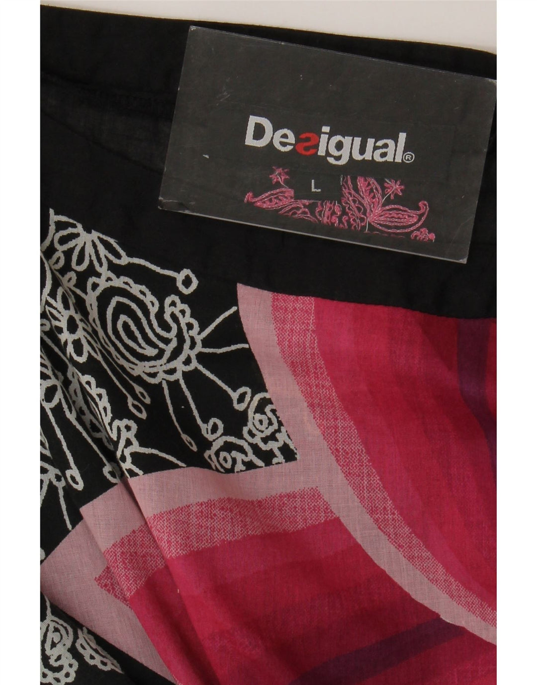 Desigual Donna See Through Oversize Camicetta Top UK 16 Grande Nero Floreale
