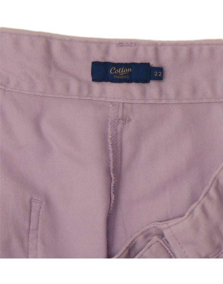 COTTON TRADERS Pantaloni chino dritti da donna UK 22 3XL W40 L30 Viola