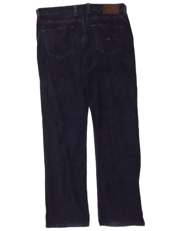 Pantaloni dritti in velluto a coste da uomo Tommy Hilfiger W36 L34 cotone blu navy