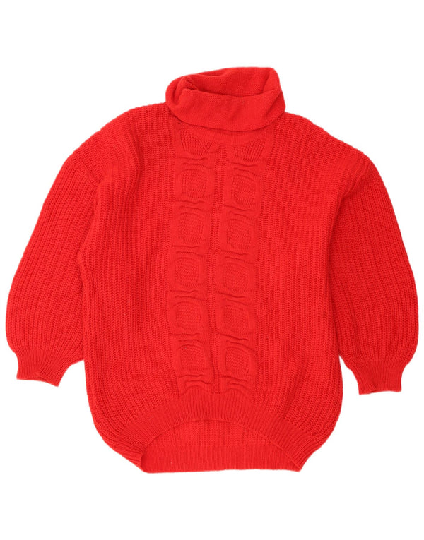 Maglione maglione da donna Stefanel con collo alto UK 18 XL lana rossa