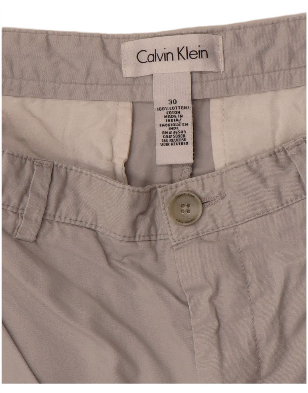 Pantaloncini chino da uomo Calvin Klein W30 cotone grigio medio