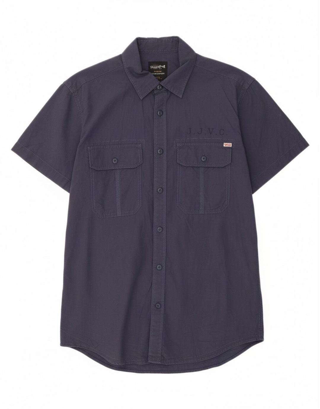 JACK & JONES Mens Short Sleeve Shirt Large Navy Blue Cotton
