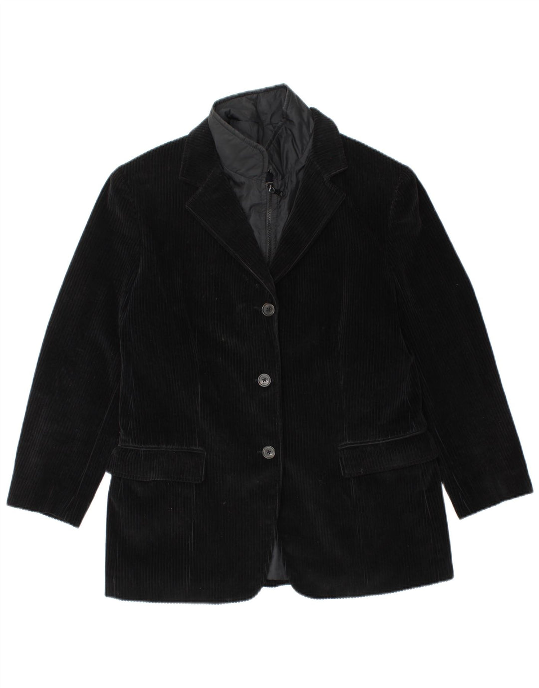 Giacca blazer da donna in velluto a coste a 3 bottoni FAY IT 46 Large nera