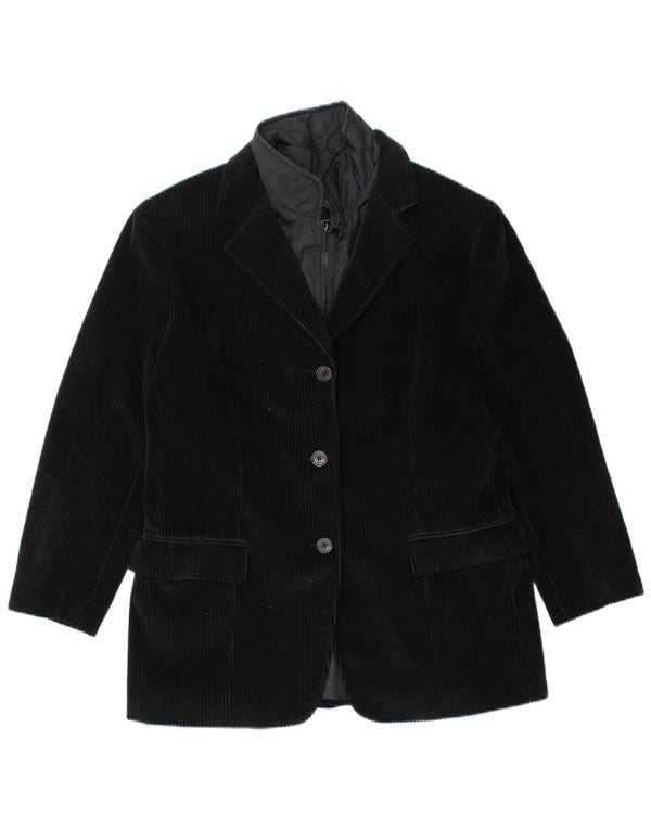 Giacca blazer da donna in velluto a coste a 3 bottoni FAY IT 46 Large nera