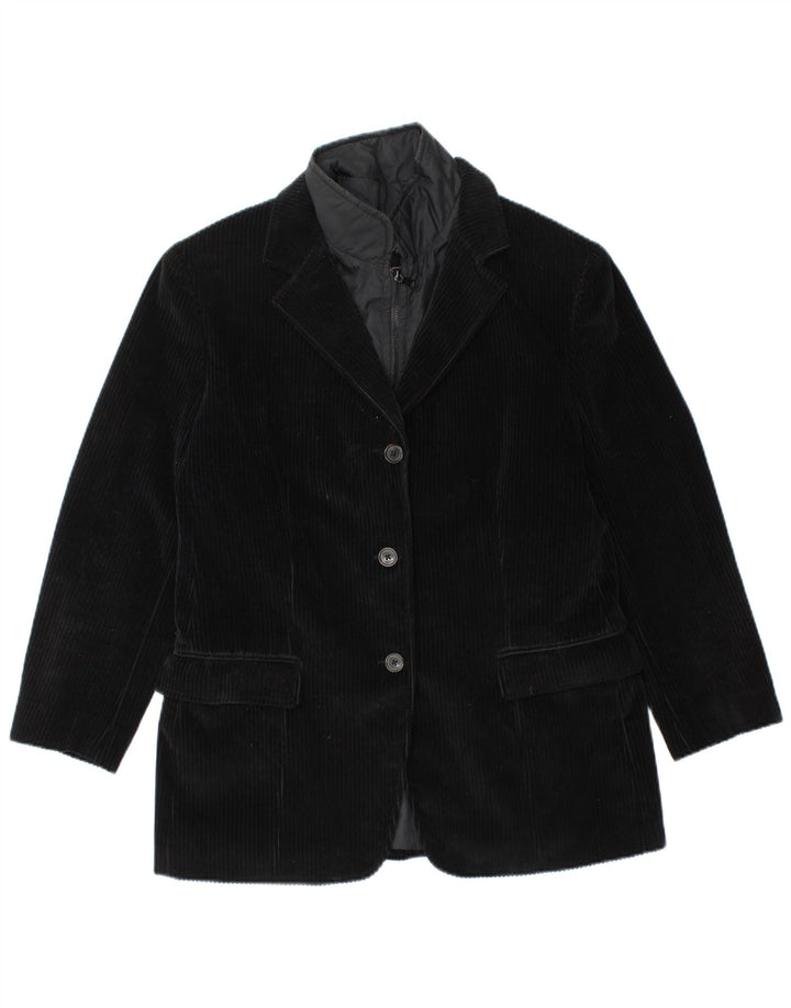 Giacca blazer da donna in velluto a coste a 3 bottoni FAY IT 46 Large nera