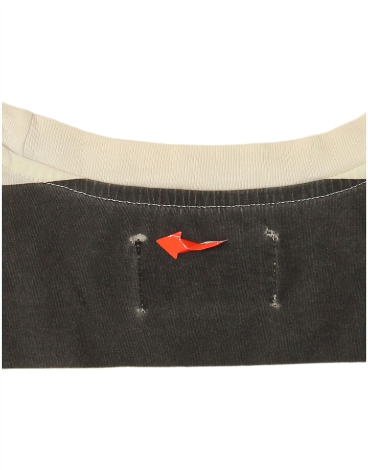 Converse T-shirt grafica da donna Top UK 16 Large White Striped Cotton