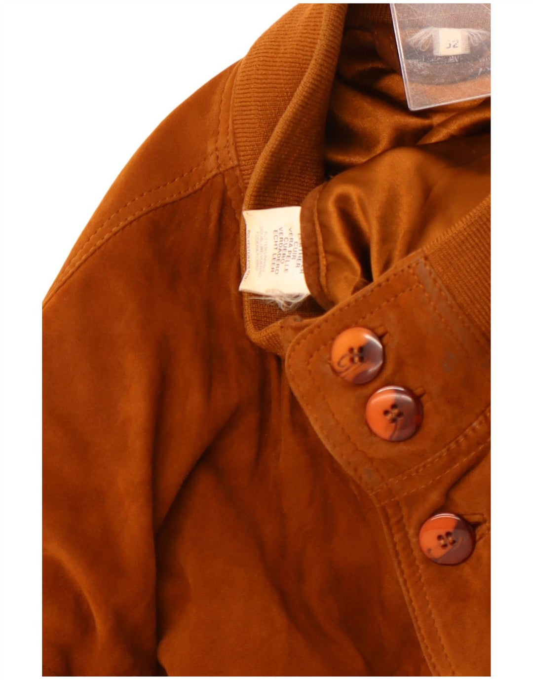 Giubbotto bomber in pelle scamosciata da uomo VINTAGE EU 52 XL in pelle beige