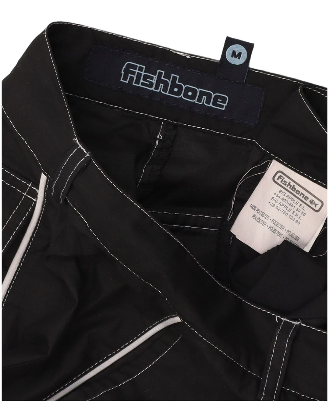 FISHBONE Bermuda da uomo medio W30 poliestere nero