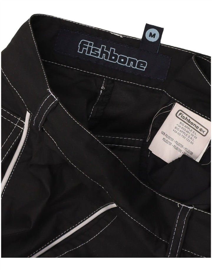 FISHBONE Bermuda da uomo medio W30 poliestere nero