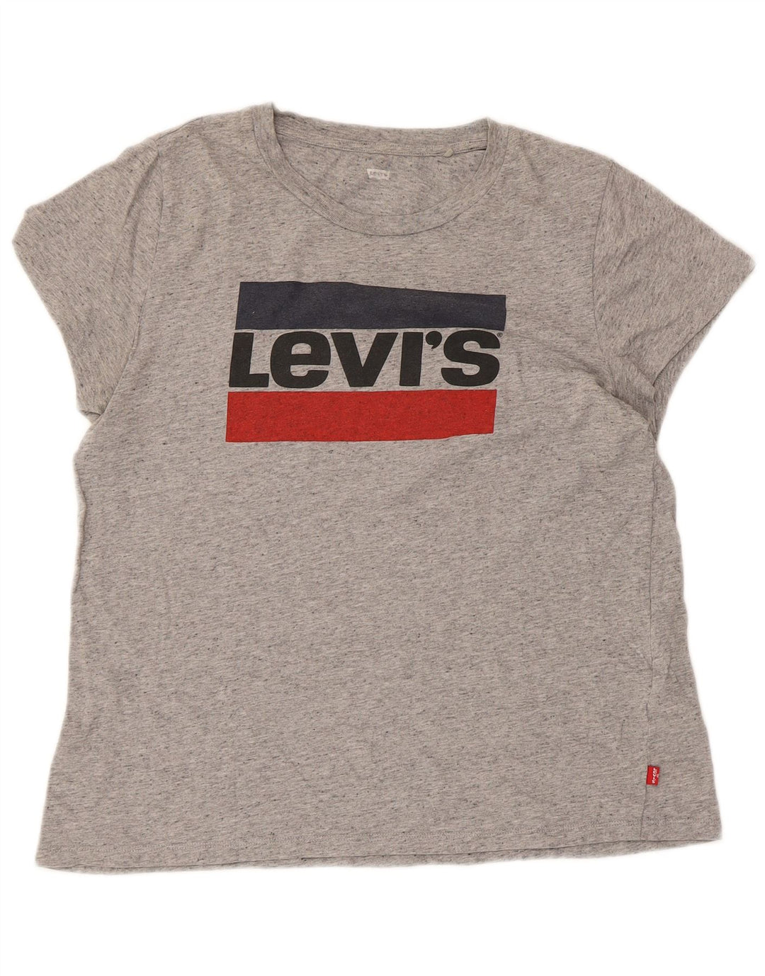 T-shirt grafica da donna LEVI'S Top UK 14 grande cotone chiazzato grigio
