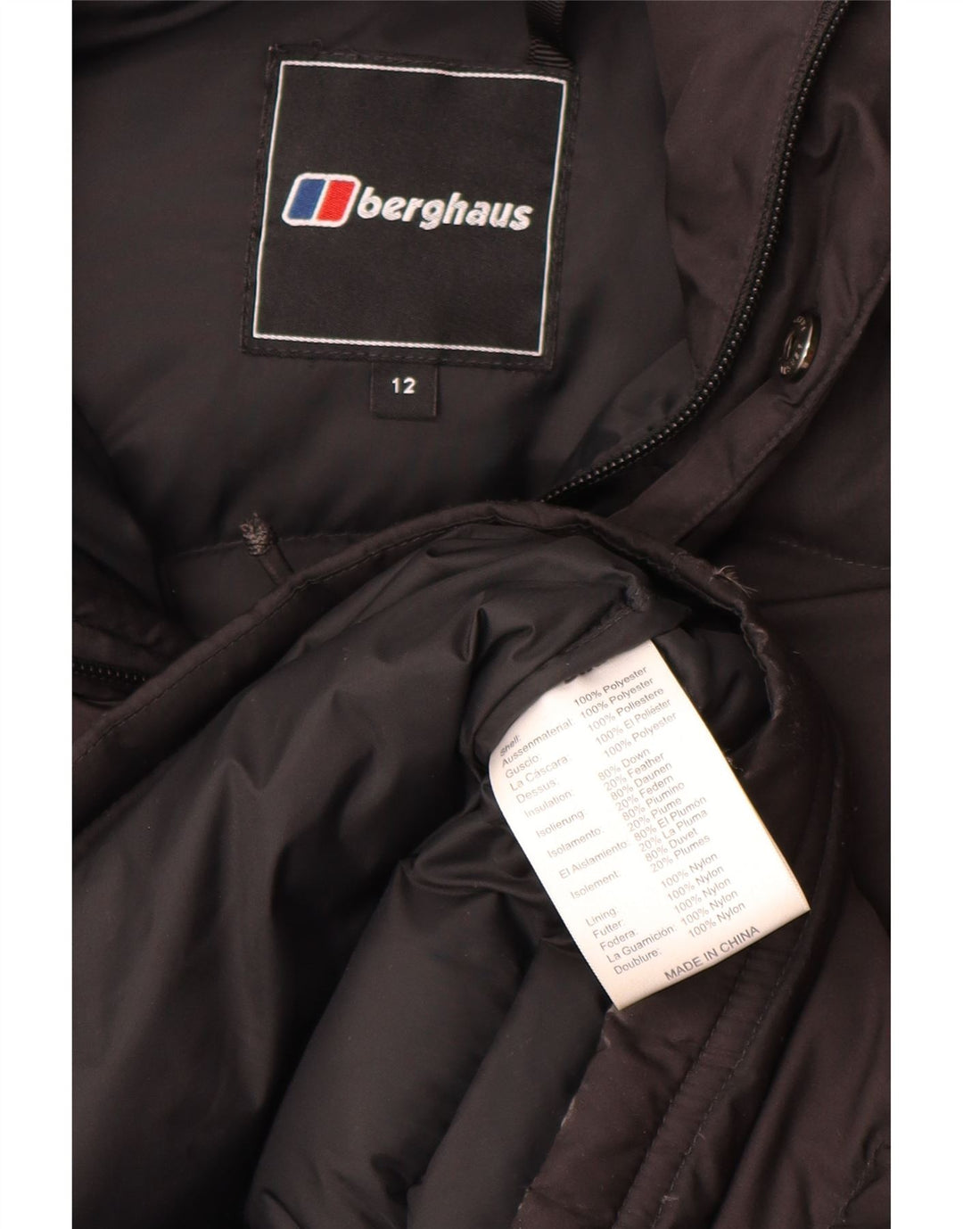 Cappotto imbottito con cappuccio da donna Berghaus UK 12 medio poliestere nero