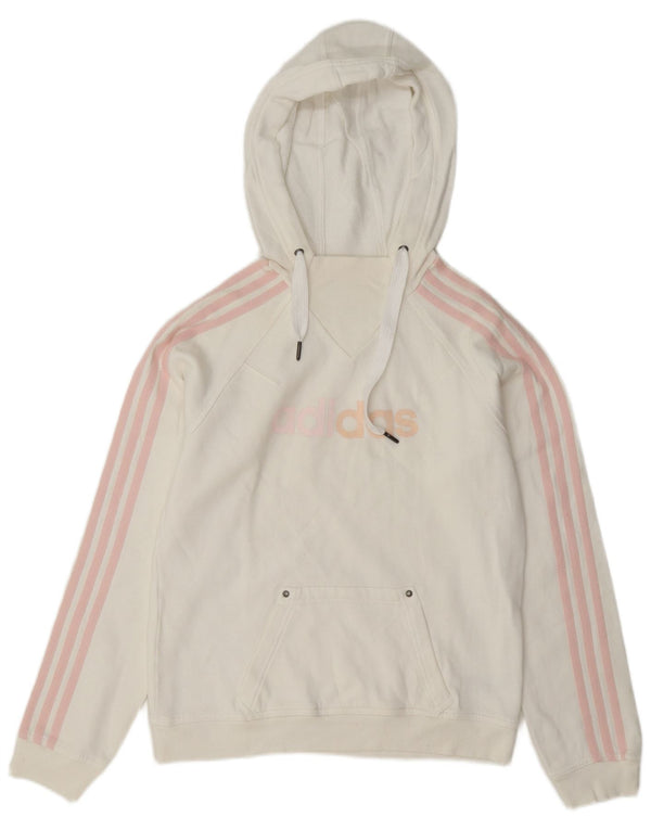 Felpa con cappuccio grafica da donna Adidas UK 12 cotone bianco medio