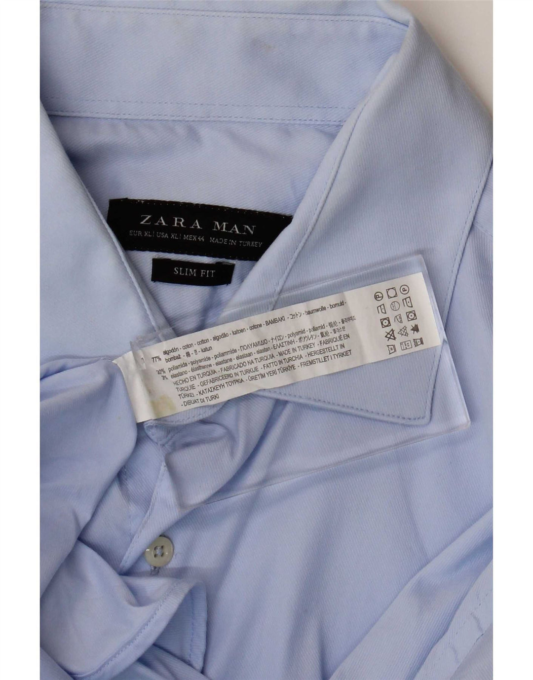 Camicia formale slim fit da uomo Zara XL in cotone blu