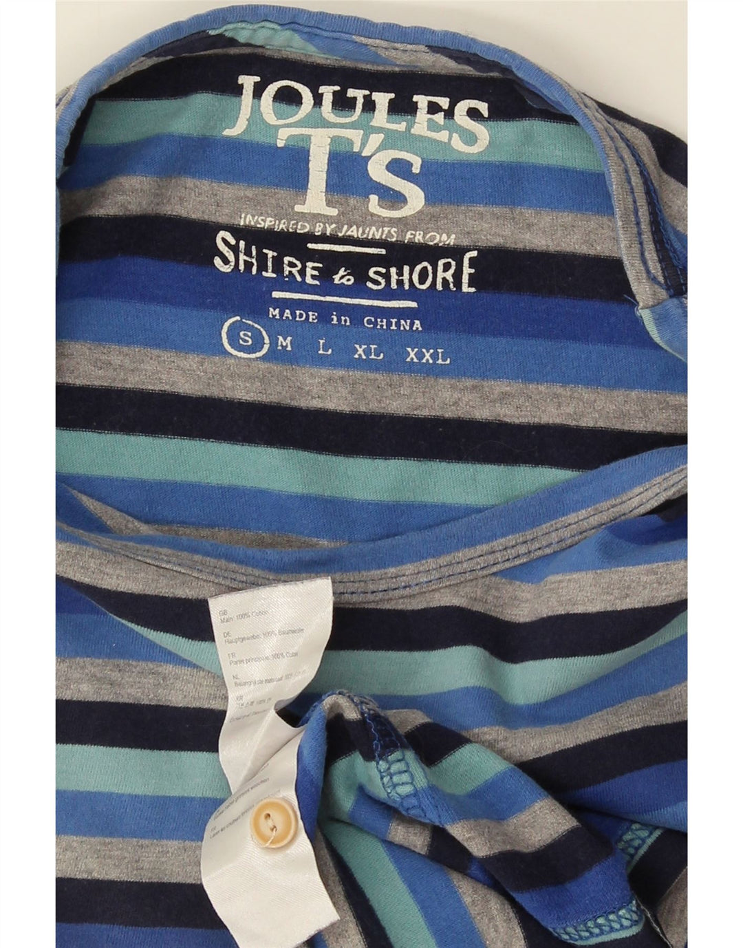 Joules T-shirt da uomo Top in cotone a righe piccole blu