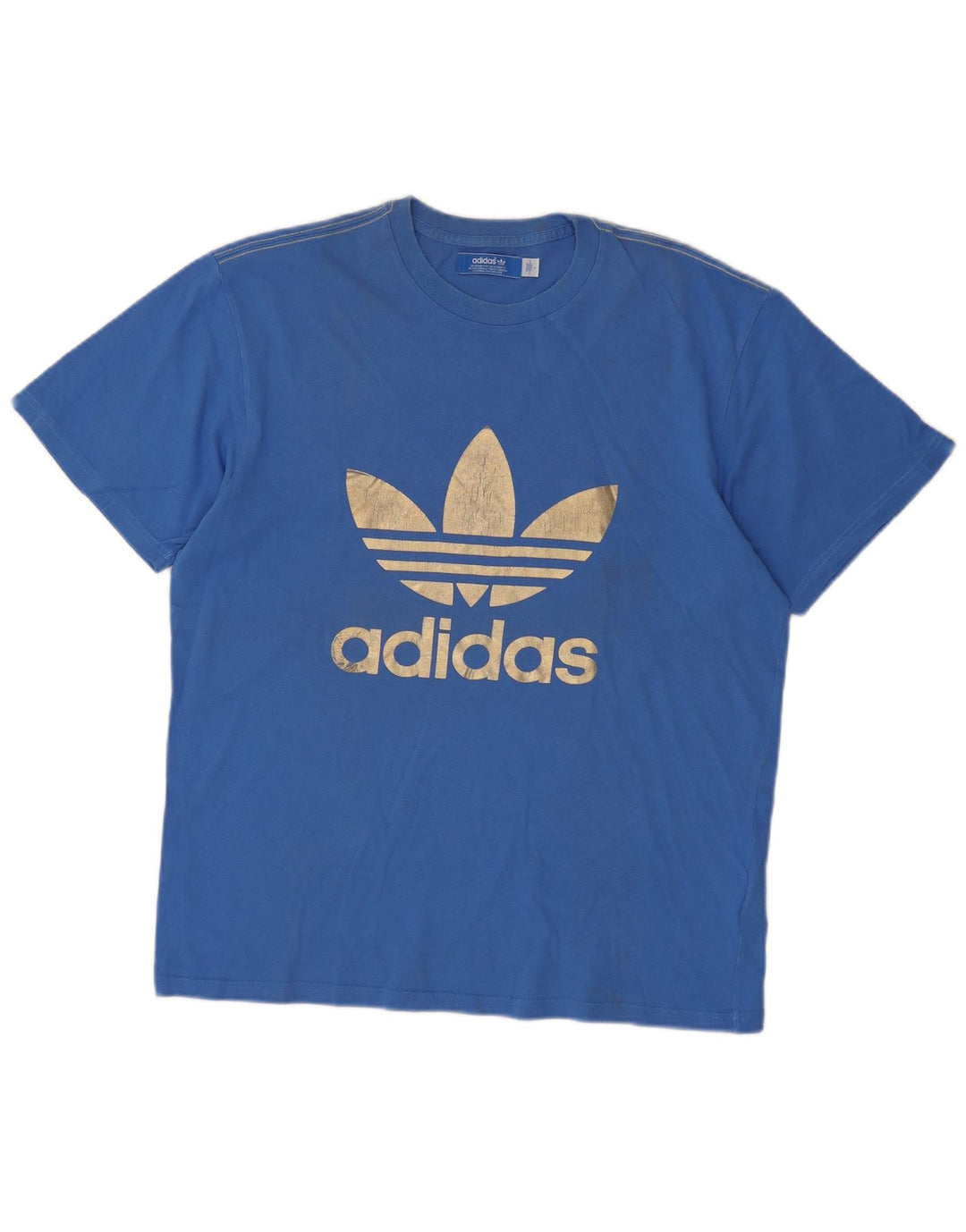 T-shirt grafica da uomo Adidas Top grande in cotone blu