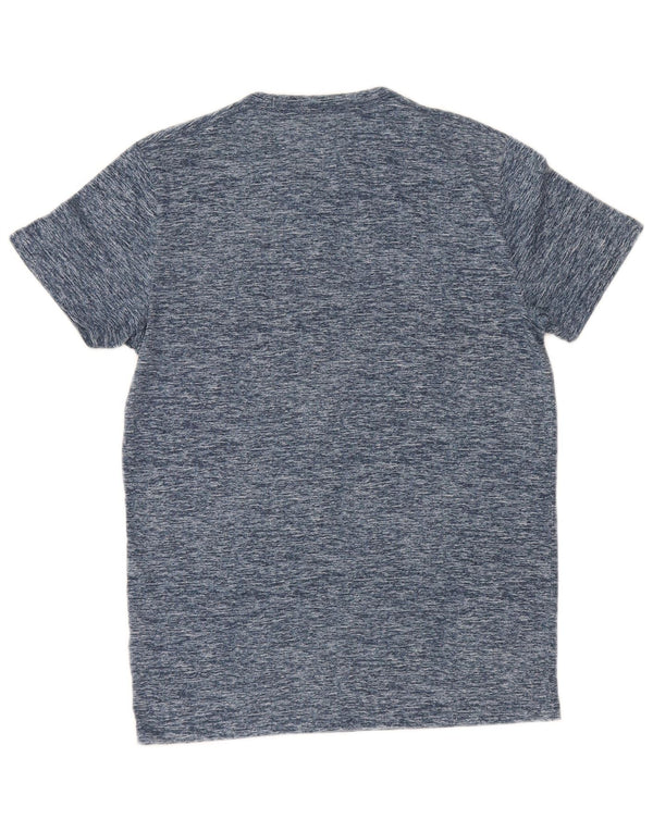 T-shirt grafica da uomo Hollister Top Small in cotone screziato blu navy