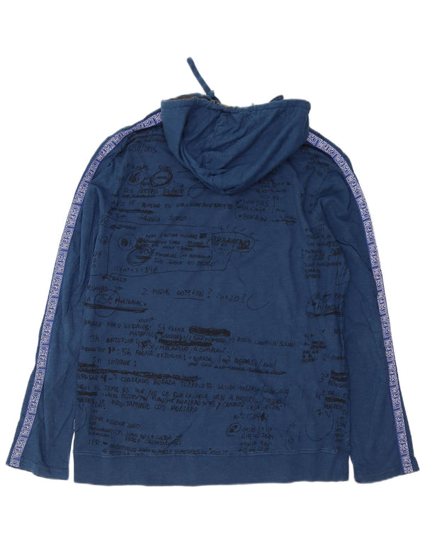 Desigual Uomo Felpa con cappuccio Grafica Top Manica lunga XL Blu Cotone