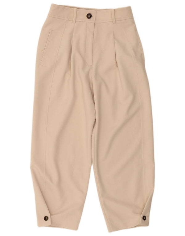 Pantaloni corti con pegging a vita alta da donna Zara medi W28 L25 Beige