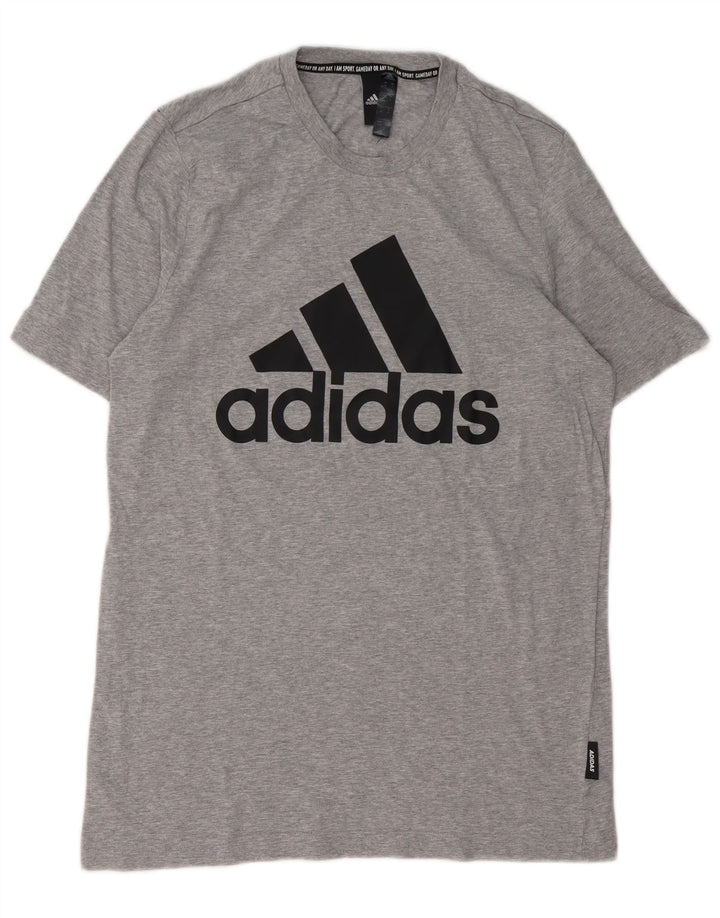 T-shirt grafica da uomo ADIDAS Top in cotone mélange grigio medio