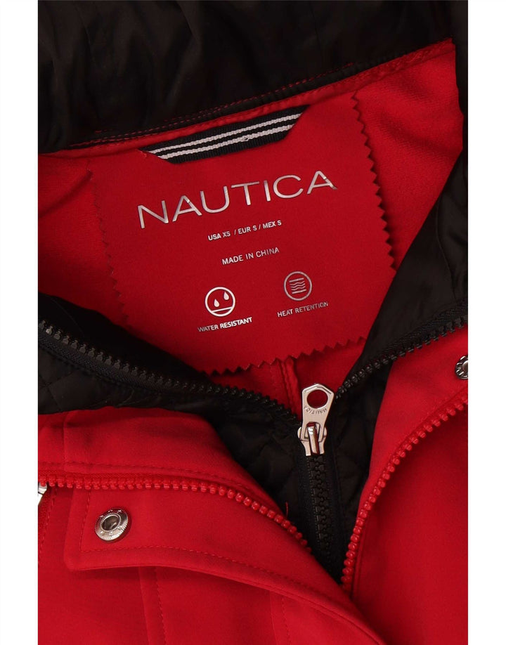 Giacca antipioggia da donna con cappuccio Nautica UK 6 XS poliestere rosso a blocchi di colore