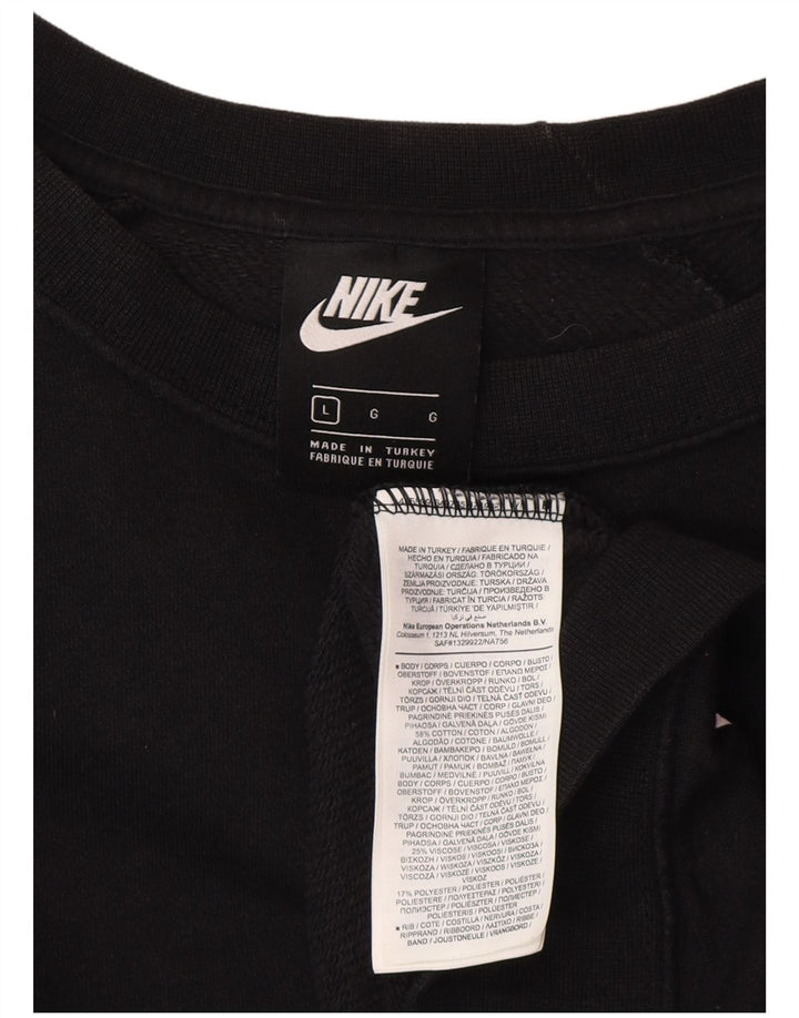 Felpa con grafica oversize da donna Nike, maglione UK 16, grande cotone nero