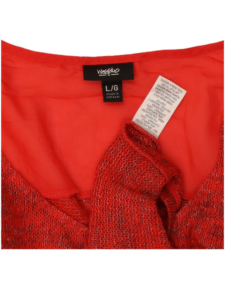 MOSSIMO Maglione da donna girocollo con maniche a 3/4 UK 16 Grande rosso screziato