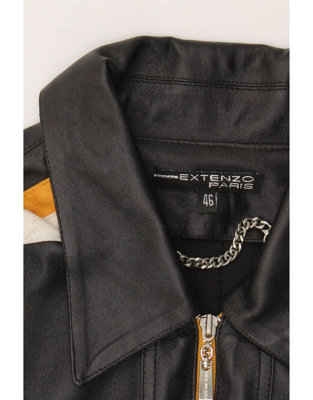 VINTAGE Womens Faux Leather Jacket IT 46 Large Black Colourblock Polyester Vintage Vintage and Second-Hand Vintage from Messina Hembry 