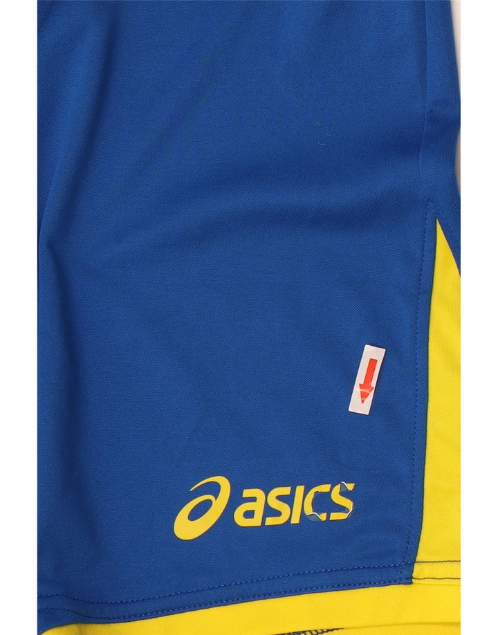Asics Pantaloncini sportivi da ragazzo 11-12 anni Large Blu Colourblock in poliestere