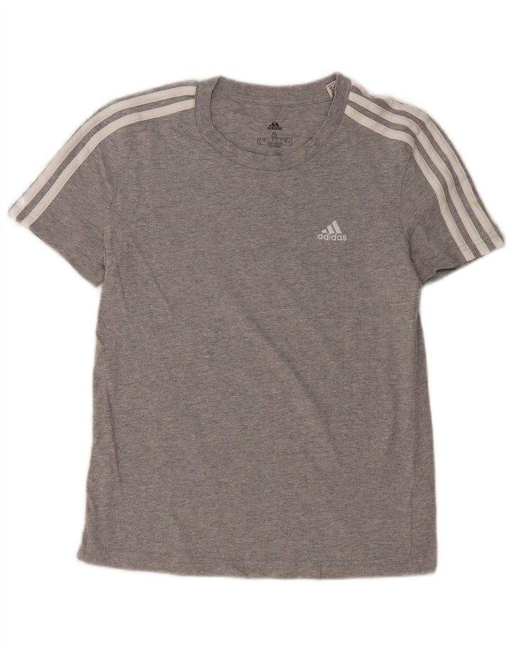 T-shirt corta da donna Adidas UK 8/10 piccola in cotone grigio