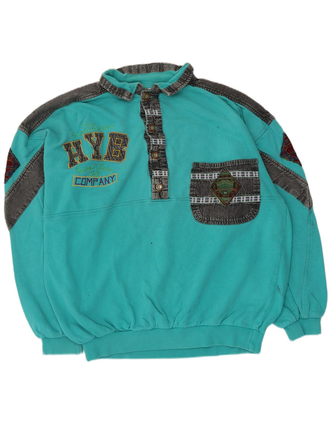 Felpa grafica da uomo vintage maglione grande color turchese