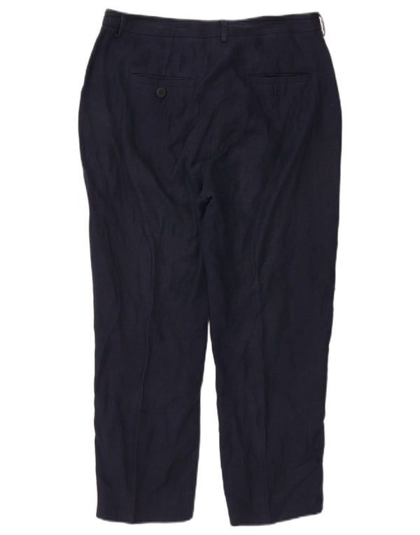 Pantaloni chino affusolati da donna Max Mara UK 12 Medium W30 L24 Lino blu navy