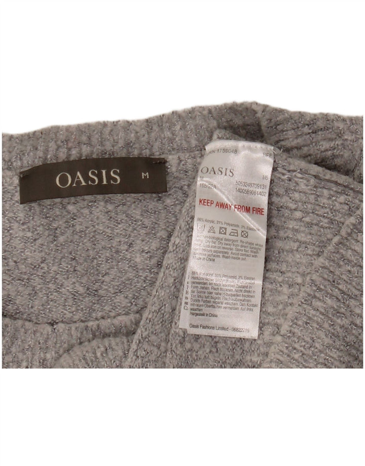 Maglione girocollo corto da donna Oasis UK 12 Acrilico grigio medio