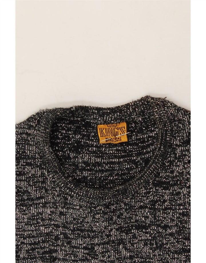 VINTAGE Womens Crew Neck Jumper Sweater UK 12 Medium Black Flecked Vintage Vintage and Second-Hand Vintage from Messina Hembry 