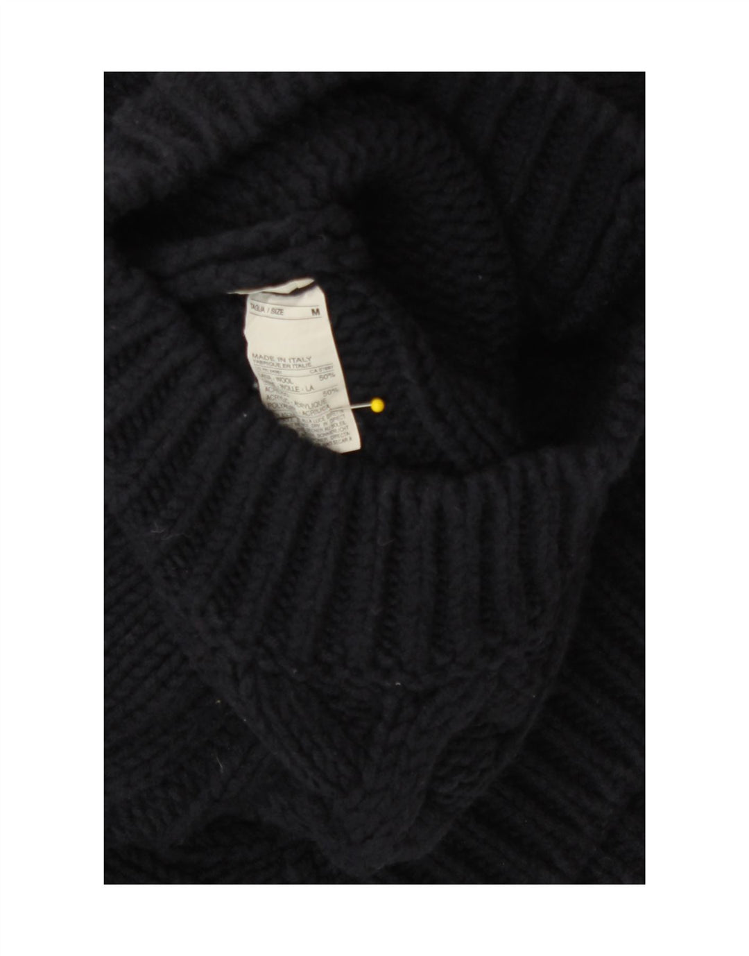 Maglione maglione da donna a collo alto Sisley UK 14 Lana blu navy medio