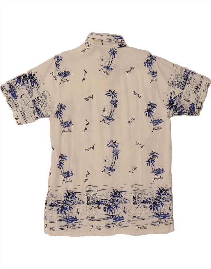 VINTAGE Mens Abstract Pattern Short Sleeve Shirt XL White Vintage Vintage and Second-Hand Vintage from Messina Hembry 