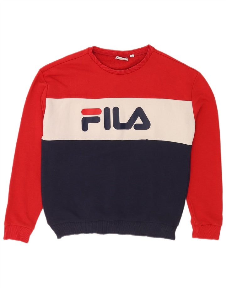 Felpa oversize con grafica da donna Fila UK 10 Small Red Colourblock