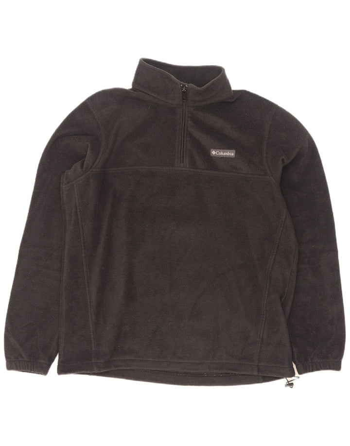 Maglione in pile Columbia da uomo con zip e collo, grande, in poliestere nero
